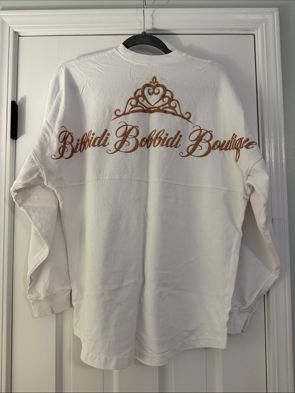 Bibbidi Bobbidi Boutique White Long-Sleeve Sweatshirt with Gold Script